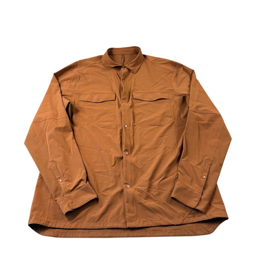 Lululemon Brown Ripstop Performance Utility Snap Front Shirt Mens XL